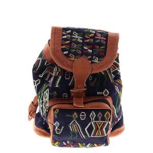 Handmade tapestry leather backpack